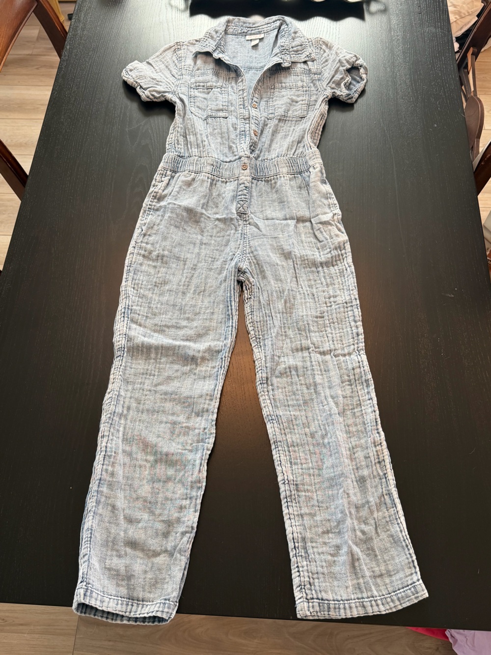 Cat & Jack Light Blue Chambray Button-Front Romper